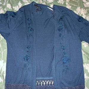 blue cotton cardigan cover up